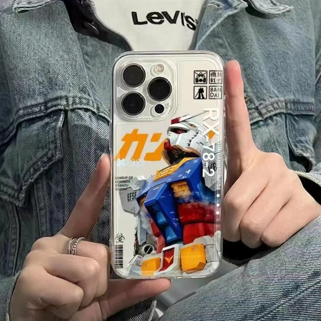 การ์ตูนหุ่นยนต์กันดั้มฝาครอบโทรศัพท์,แฟชั่นกันกระแทกเต็มเคสโทรศัพท์ป้องกัน,เข้ากันได้กับiphone 15Plus 15 14 13 12 11 X 8P 7P 7 12mini 13mini