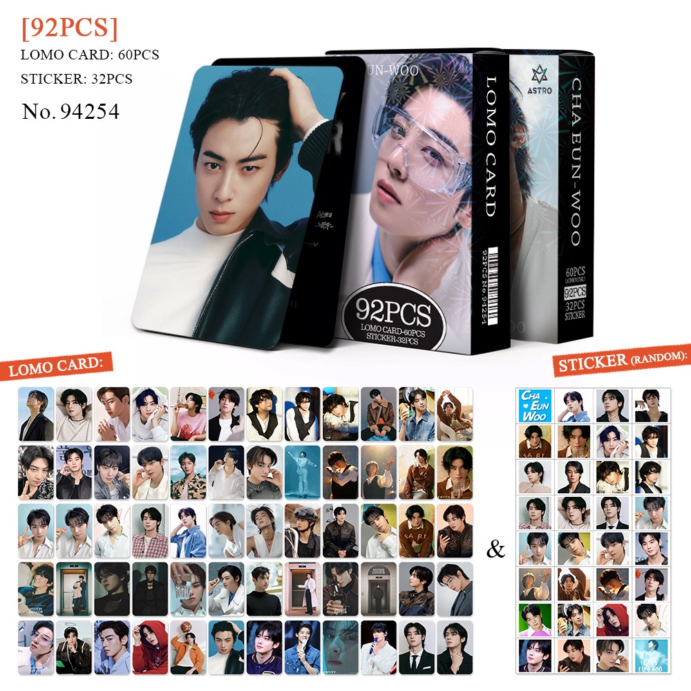 Astro ChaEunWoo โปสการ์ดสติกเกอร์ รูปโลโม่การ์ด 92 ชิ้น/กล่อง
