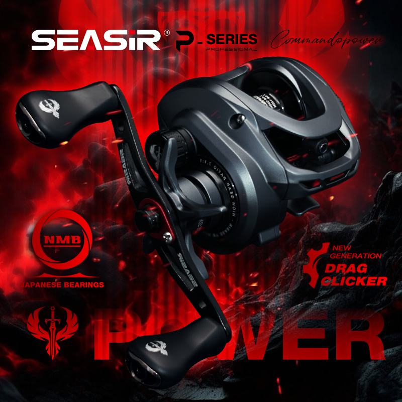Seasir Commando Power Baitcasting ตกปลา Reel 7.1:1 อัตราทดเกียร์ความเร็วสูง 6 + 1 NMB แบริ่งลาก 9 กก.ใหม่รุ่นลาก Clicker น้ําเค็มสด Baitcaster Reel