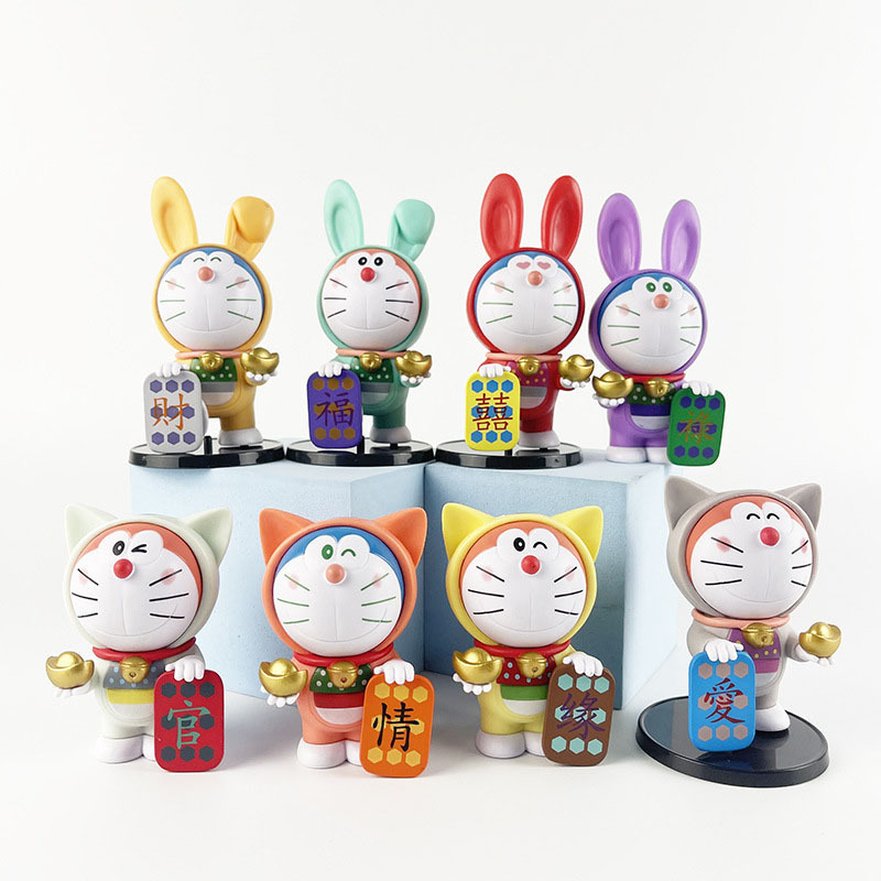 8 ชิ้น 8 ซม.-11 ซม.หลายสีน่ารัก Lucky Cat รูปการ์ตูน Miniature Diy หัตถกรรมอุปกรณ์ Doraemon เรซิ่น Flatback Cabochons Pvc ของเล่น