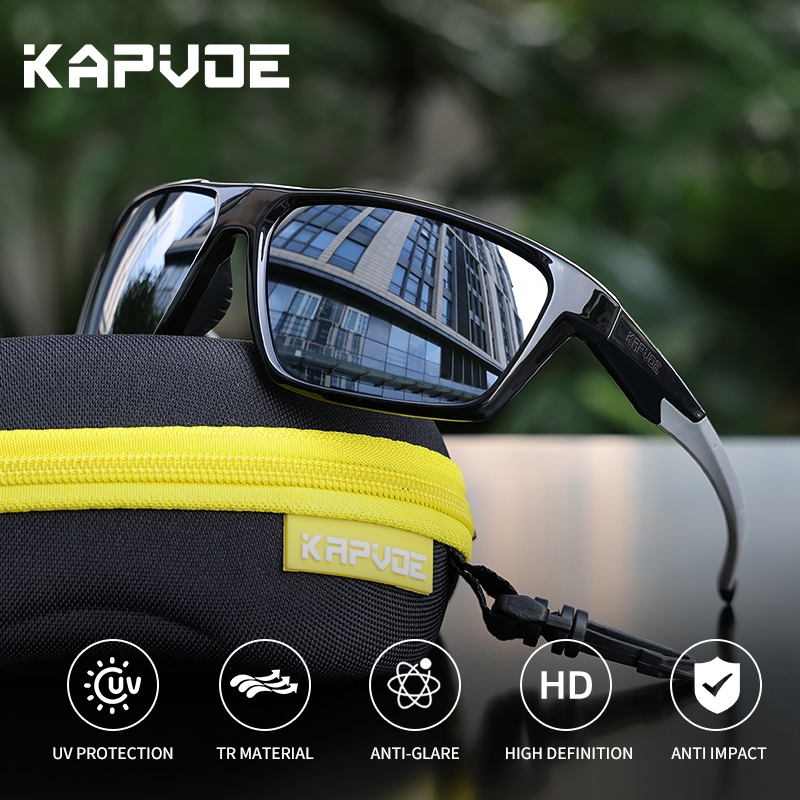 Kapvoe แว่นตากันแดด เลนส์โพลาไรซ์ ป้องกันแสง uv400 แฟชั่น สําหรับผู้ชาย ผู้หญิง เหมาะกับการวิ่ง ตกปลา เล่นกีฬากลางแจ้ง