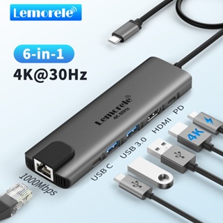Lemore TC44 USB C hub 1 USB3.0 และ 2 USB2.0 Gigabit Ethernet LAN RJ45 อะแดปเตอร์เครือข่ายเข้ากันได้ก