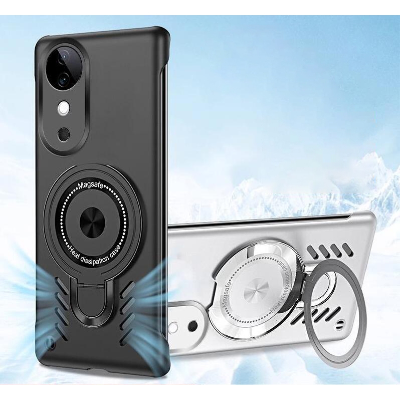 Vivo V40 Pro 5G VIVOV40 V40Pro V 40 เคสแข็งพลาสติกแข็ง Frameless Gaming Cooling กันกระแทกป้องกันลายนิ้วมือฝาหลังพร้อมแหวนแม่เหล็กที่วางขาตั้ง