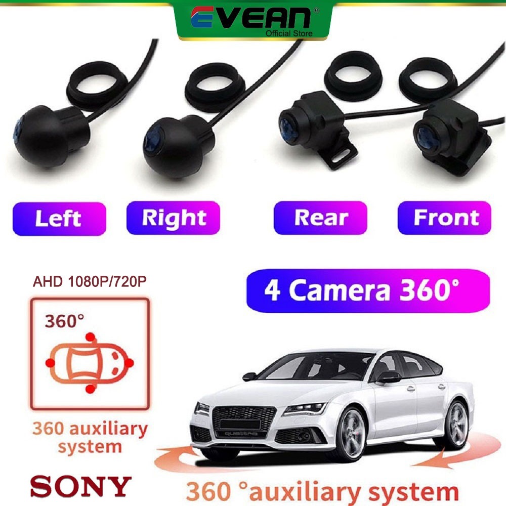 360° กล้องพาโนรามา 3D AHD 1080P /720P ด้านหลัง/ด้านหน้า/ซ้าย/ขวาสําหรับ 360 ระบบรถ android Player วิ