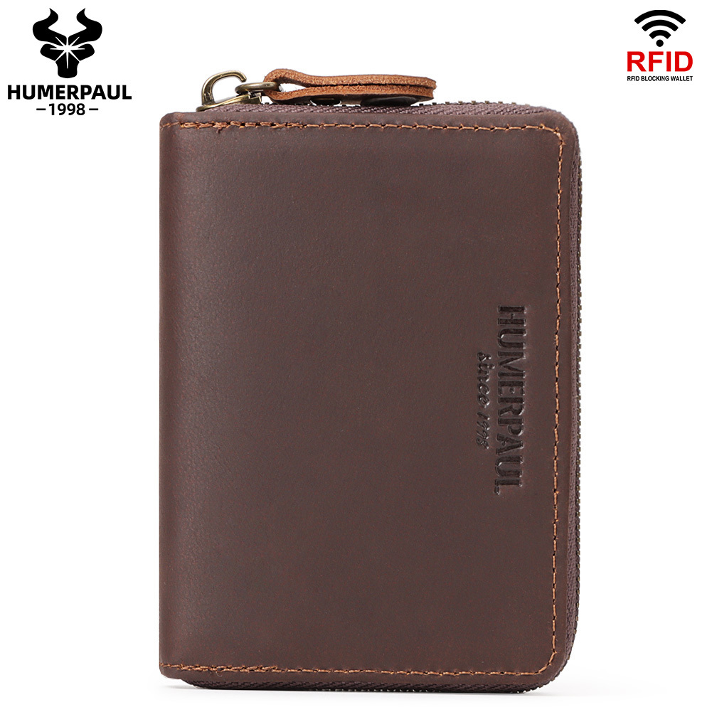 Humerpaul Men Wallet กระเป๋าซิปใส่บัตรความจุขนาดใหญ่ BP794