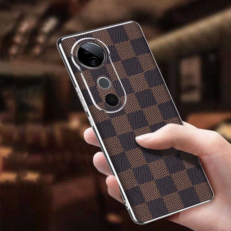 Vivo V40 Pro 5G VIVOV40 V40Pro V 40 Soft Case Luxury Cube หนัง PU ป้องกันเต็มรูปแบบกันกระแทกฝาครอบปลอก