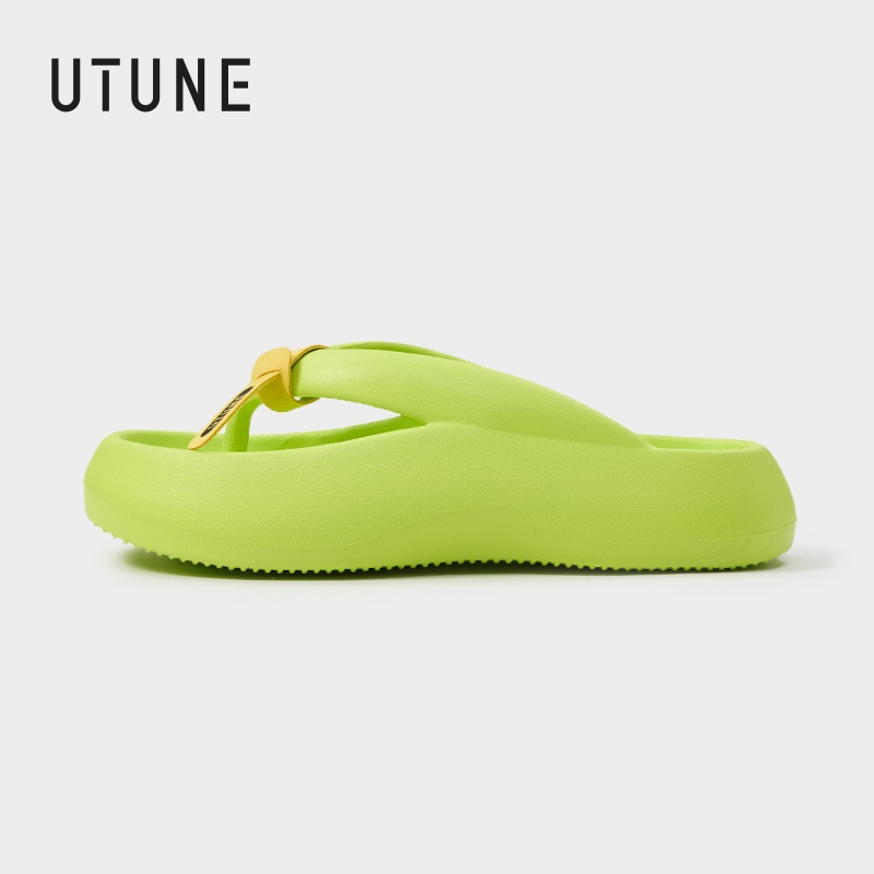 UTUNE รองเท้าแตะผู้หญิงสีลูกกวาดใหม่รองเท้าแตะชายหาด EVA แบบหนากันลื่นพร้อมส่วนบนที่บุนวมนุ่ม