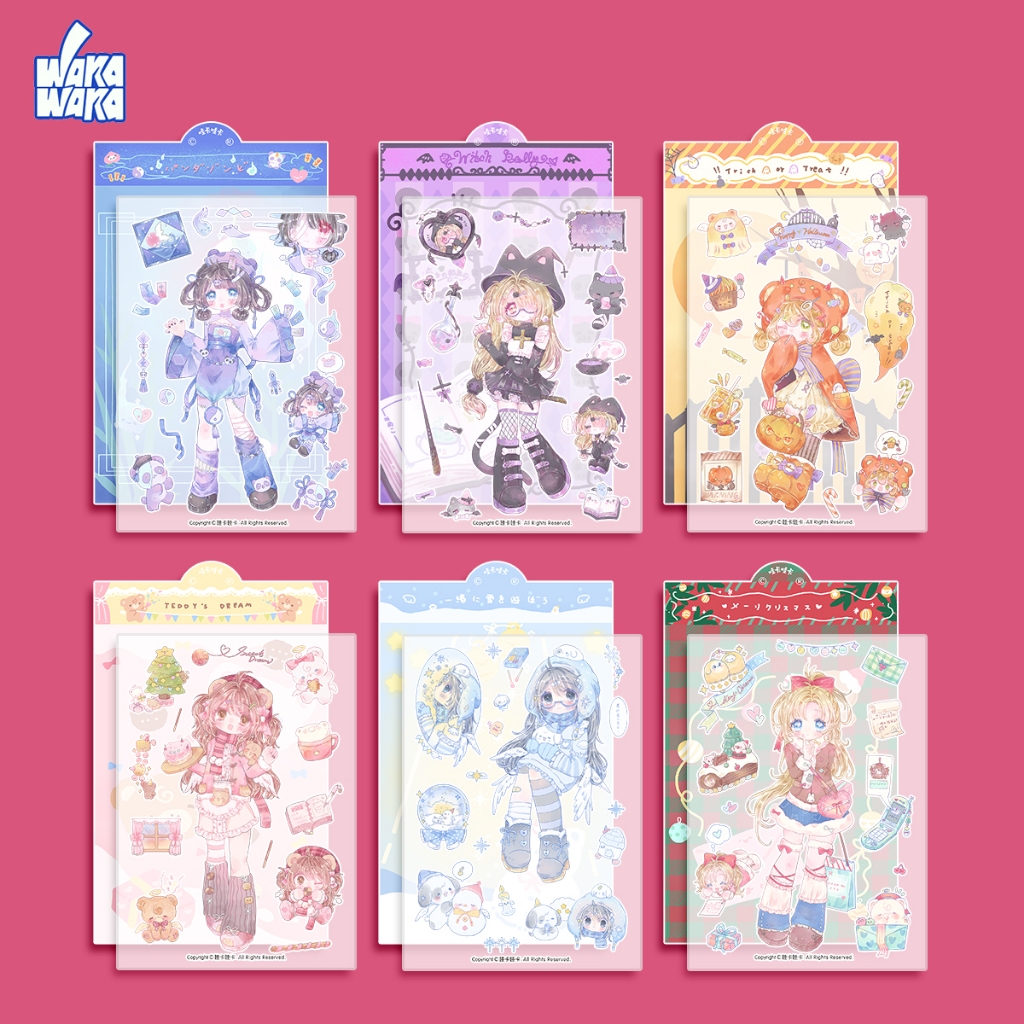 Wakawaka 6 ชิ้นสติกเกอร์ต้นฉบับ Goo Card สติกเกอร์คู่มือสติกเกอร์ตัวอักษรสไตล์เกาหลี