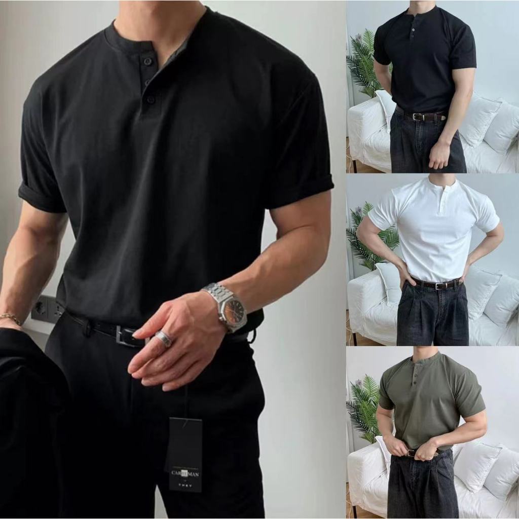 Edenstudio COD เสื้อคอปกผู้ชายระบายอากาศได้ดี ระบายอากาศได้ดี ลําลอง สไตล์เรียบง่าย สําหรับผู้ชาย ลายขวาง เกาหลี เสื้อโปโล