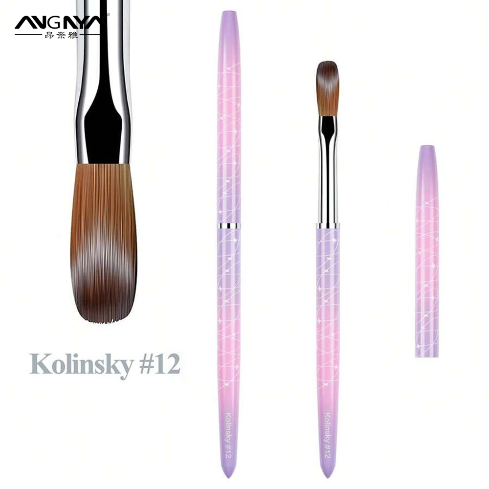 Angnya Kolinsky แปรงเล็บอะคริลิคแปรงผงสําหรับเล็บเล็บแปรงอะคริลิคสําหรับเล็บมืออาชีพ DIY Home Salon