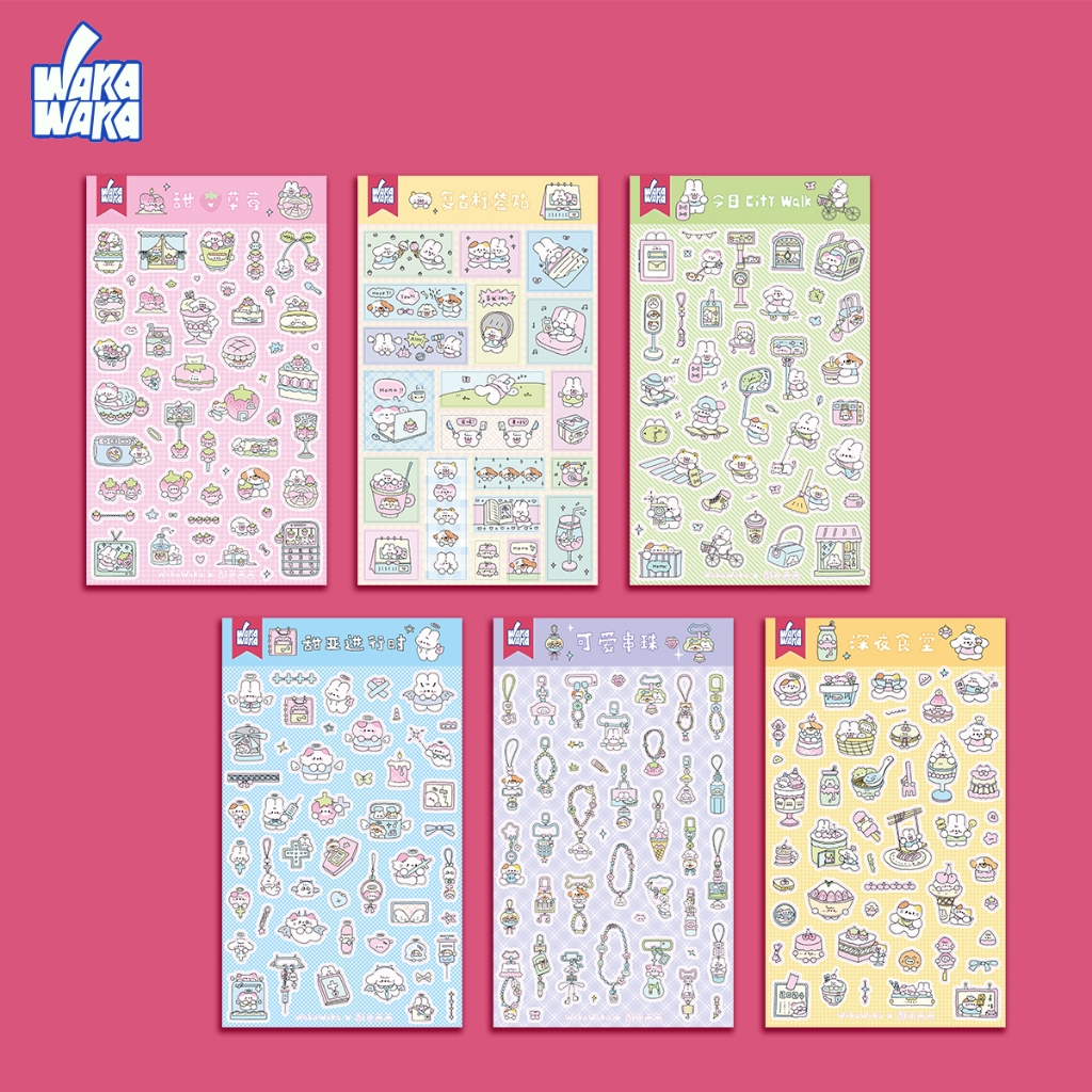 Wakawaka 6 แผ่นคู่มือ Cuckoo Card สติกเกอร์สัตว์น่ารักขนาดเล็ก deco ตกแต่งคู่มือสติกเกอร์