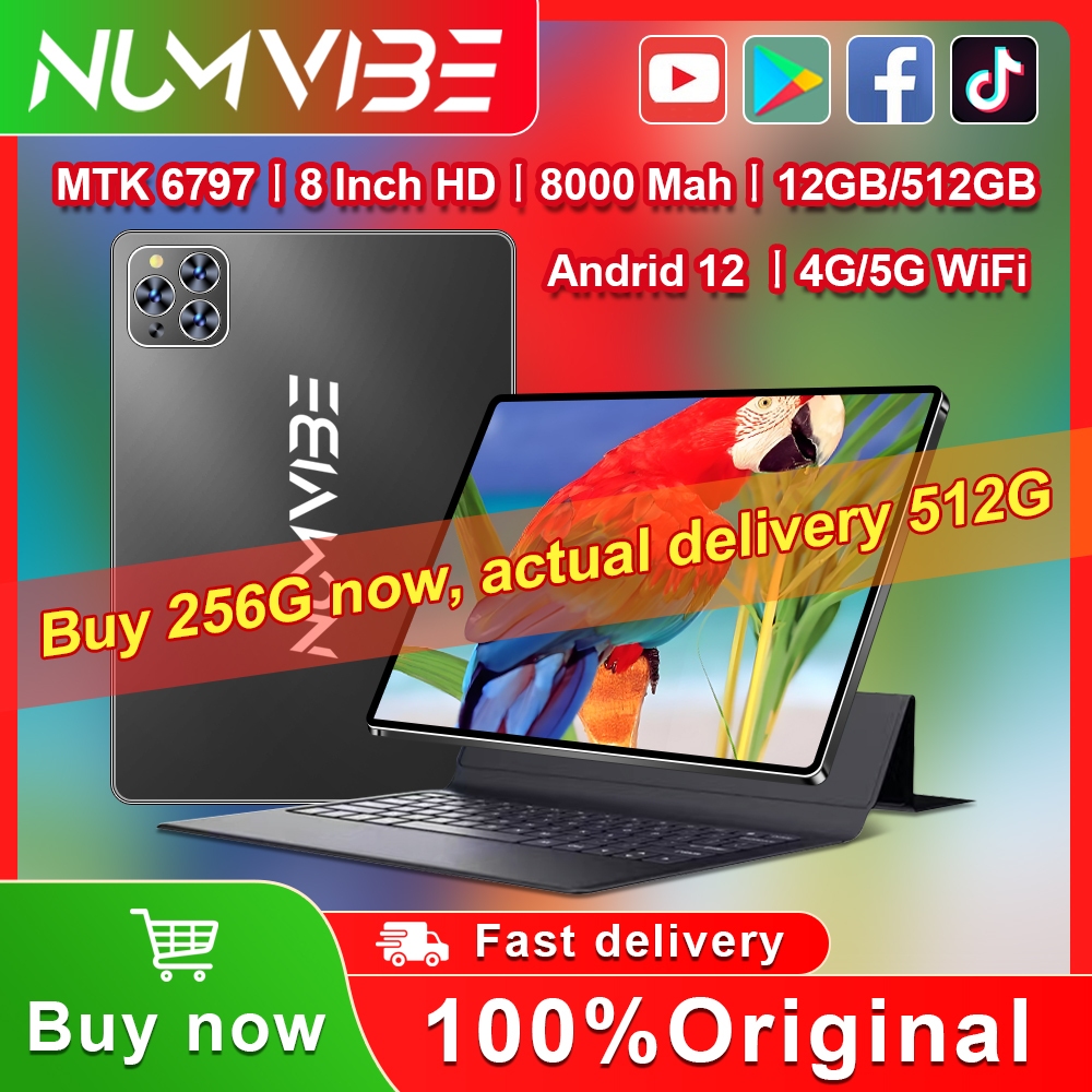 NUMVIBE P60 MINI แท็บเล็ต Android 8 นิ้วยี่ห้อเดิม 12GB + 512GB เกมสํานักงานซอฟต์แวร์แท็บเล็ต Dual SIM การ์ด + Wifi