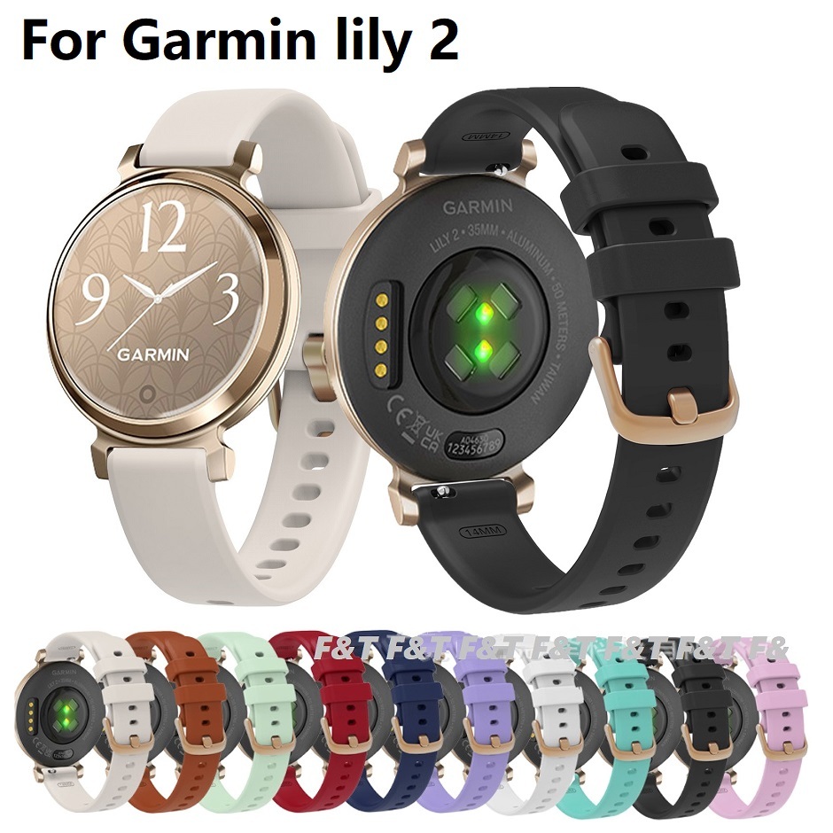 Soft Slicone Watch Strap Compatible For สาย Garmin Lily 2 Strap Watch Band สาย Garmin Lily 2 Active / Garmin Lily 2 สาย Wristwatch Strap Bracelet for Garmin Lily2 Strap Garmin Lily 2 Active สาย