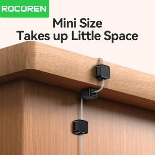 Rocoren 6 ชิ้นสแควร์แม่เหล็กคลิปสายเคเบิลโต๊ะการจัดการสายเคเบิลกาวลวดผู้ถือ Keeper Organizer สําหรับ Office Home