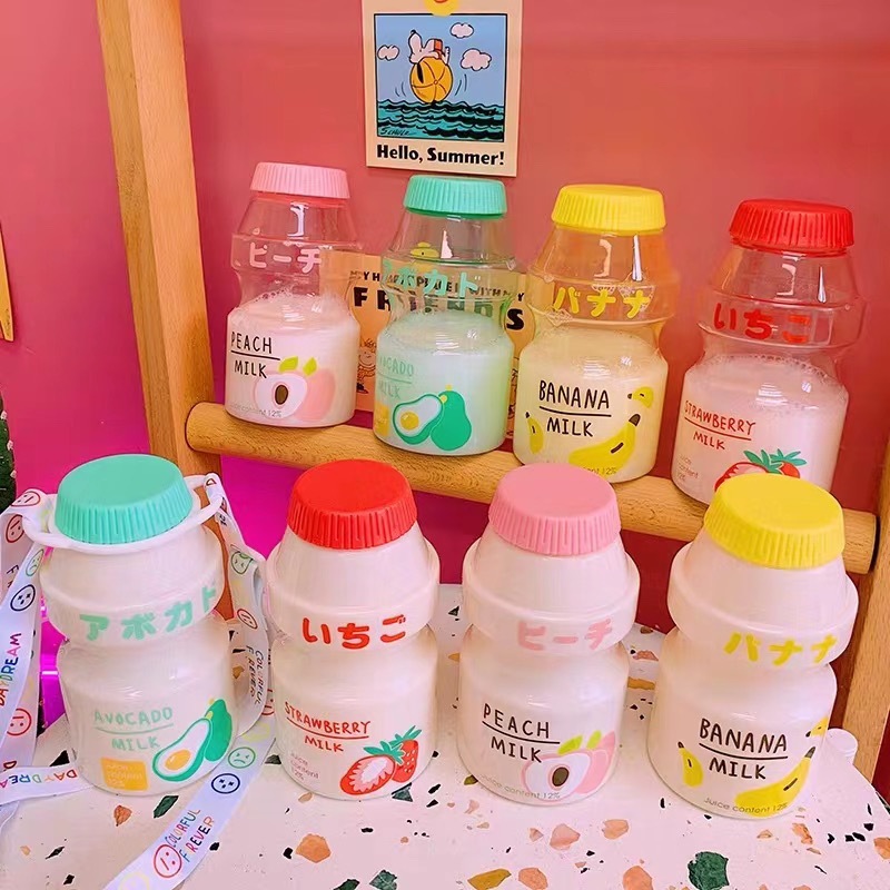 [fashionmango] ขวดน้ําพลาสติก 480 มล. ขวดดื่มรูปร่างน่ารัก Kawaii ขวดเชคเกอร์นมสต็อกใหม่