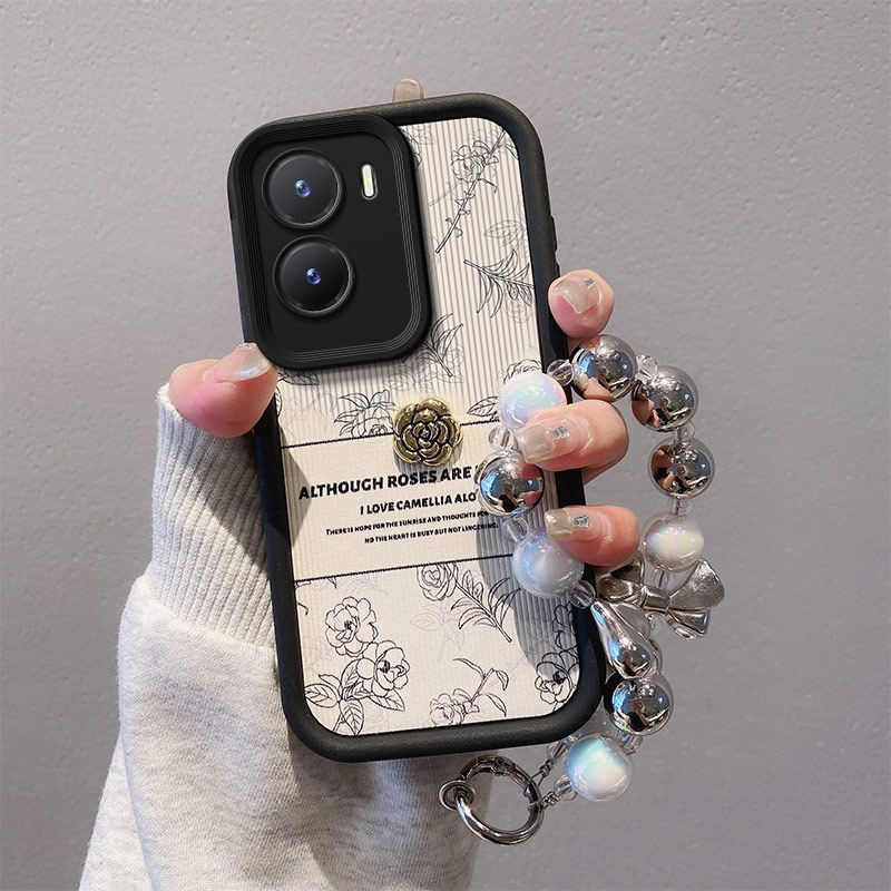 Anti-drop เคสโทรศัพท์ Retro Rose ซิลิโคนหนังกรณีเคสโทรศัพท์เหมาะสําหรับ Vivo Y16/Y35 5G/Y53T/Y35m/Y56 5G/IQOO Z7i/T2x 5G อินเดีย