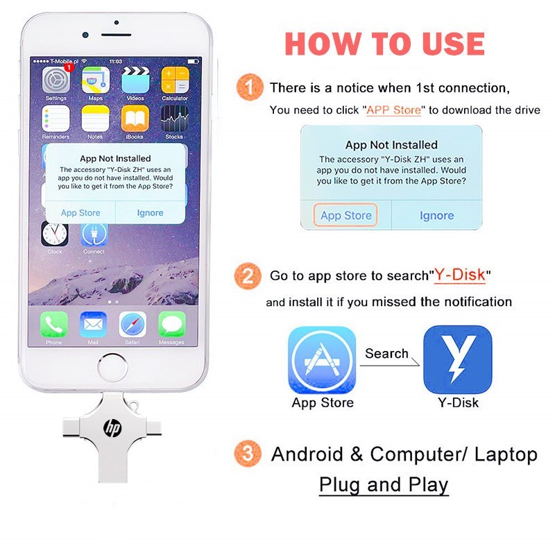 (คลังสินค้าพร้อม) แฟลชไดรฟ์ USB 3.0 Type-C 4 in 1 2TB, เหมาะสําหรับ iOS, แท็บเล็ตพีซี Android, สมาร์ทโฟน, พีซี