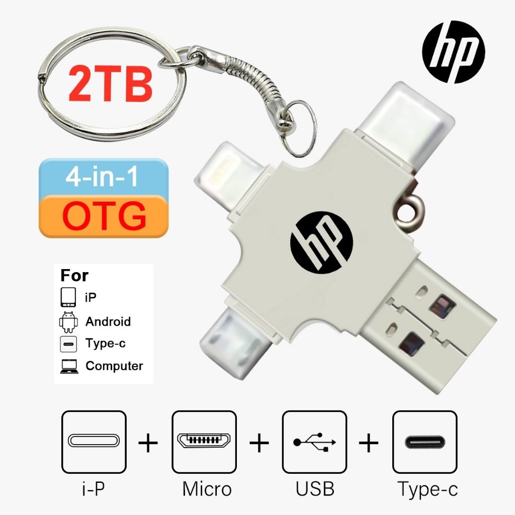 (คลังสินค้าพร้อม) แฟลชไดรฟ์ USB 3.0 Type-C 4 in 1 2TB, เหมาะสําหรับ iOS, แท็บเล็ตพีซี Android, สมาร์ทโฟน, พีซี