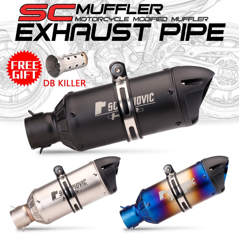 ท่อไอเสียรถจักรยานยนต์ SC เหมาะสําหรับ Z900 CB650 YZF R1 R6 MT07 MT09 51 มม.ท่อไอเสียสากลหางส่วนท่อไอเสีย