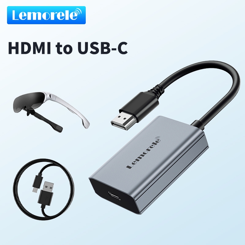 Lemorele LD50 HDMI to Type c อะแดปเตอร์ 4K 60HZ USB c อะแดปเตอร์วิดีโอแบบพกพาสําหรับ XREAL Nreal Air RayNeo แว่นตาหัวจอแสดงผล