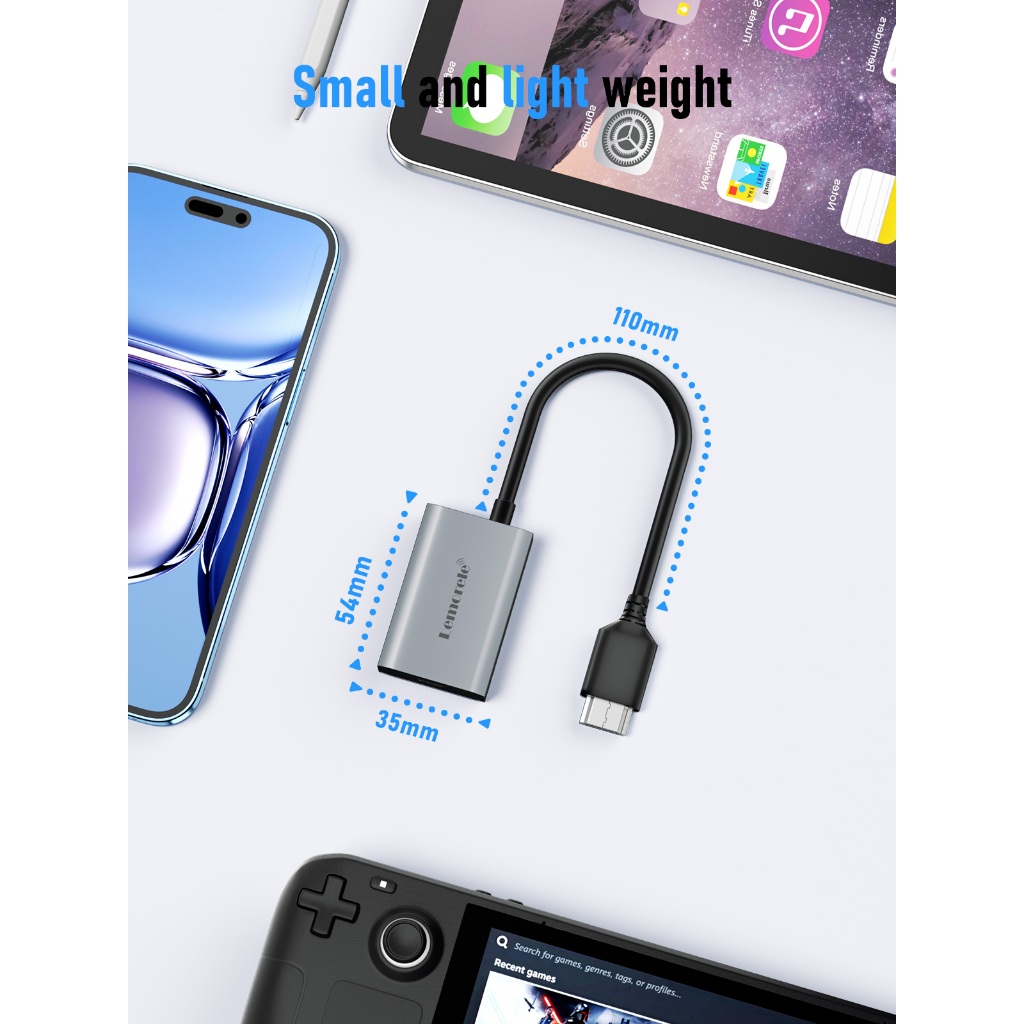 Lemorele LD50 HDMI to Type c อะแดปเตอร์ 4K 60HZ USB c อะแดปเตอร์วิดีโอแบบพกพาสําหรับ XREAL Nreal Air RayNeo แว่นตาหัวจอแสดงผล