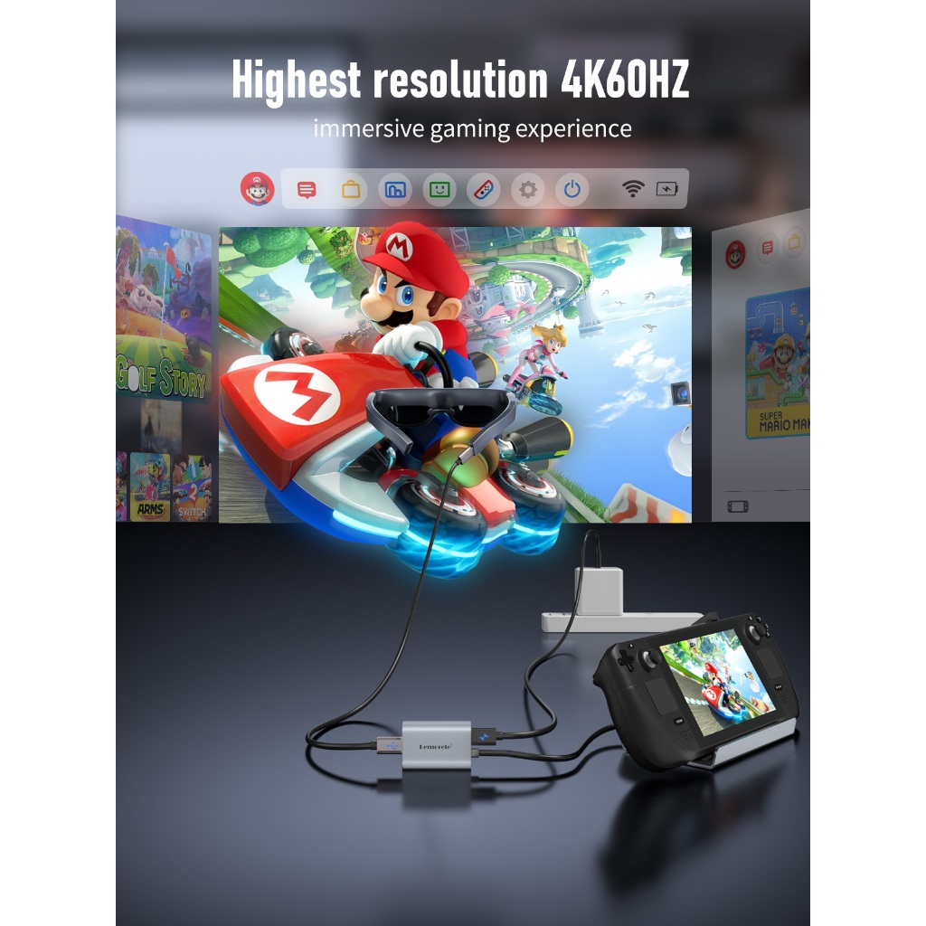 Lemorele LD50 HDMI to Type c อะแดปเตอร์ 4K 60HZ USB c อะแดปเตอร์วิดีโอแบบพกพาสําหรับ XREAL Nreal Air RayNeo แว่นตาหัวจอแสดงผล