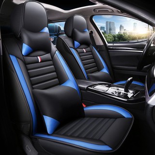 HOTOP Universal Leather Car Seat Cover Full Set Seat Protector Cushion Kusyen Kereta Black Blue Red Fits for Saga Bezza Viva Wira Waja Persona HRV City Civic Car Accessories