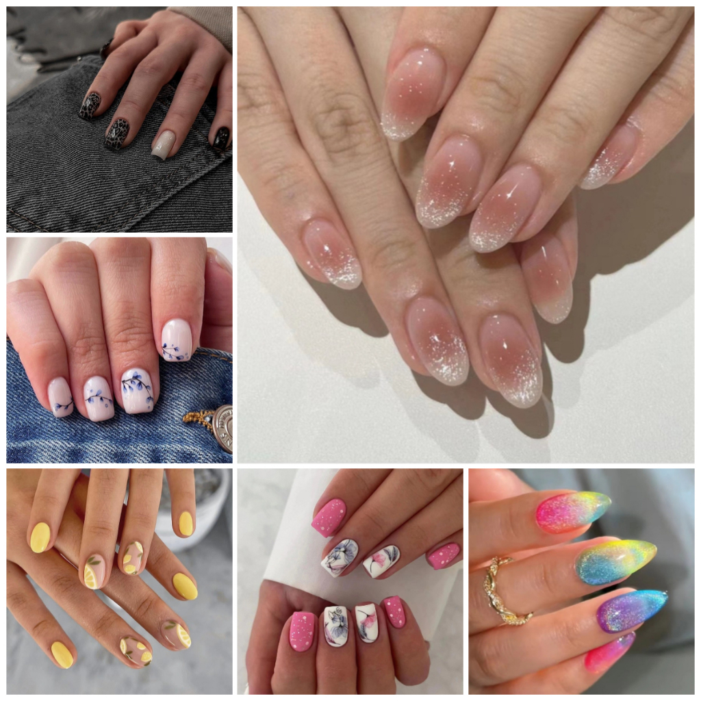 FREE Glue24pcs Nail Art ชุดเล็บปลอมฝรั่งเศสพร้อมกาวเล็บ COD W1064-W1567