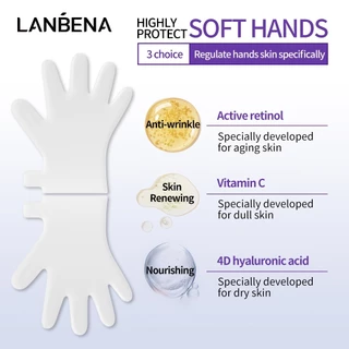 Lanbena Vitamin C Peeling Hand Mask ไวท์เทนนิ่ง ต่อต้านริ้วรอย ให้ความชุ่มชื้นและบํารุงมือ 1 คู่