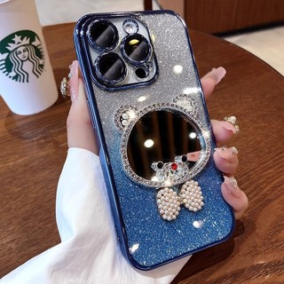 เคสโทรศัพท์สําหรับOPPO Reno 14 14F 13 13F 12 12F 11F 11 10 8T 7Z 8Z 8 7 6Z 4G 5Gปกหลังน่ารักหมีกระจก