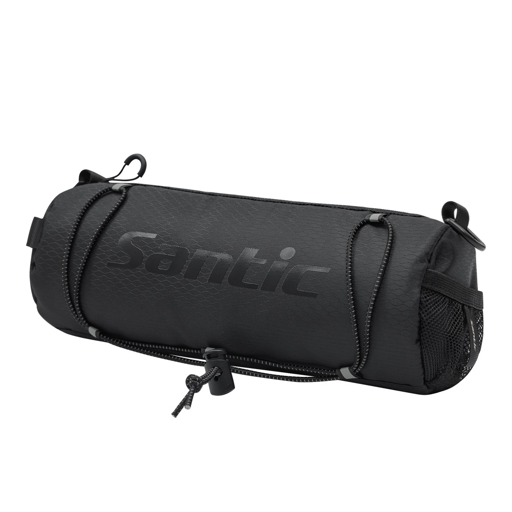 Santic Bike Handlebar Bag Small Bicycle Handle Bar Bag Handy Front Bike Bags Storage Pouch Pack with Shoulder Strap Little Mountain Road Bike Barrel Bag WZ24P176