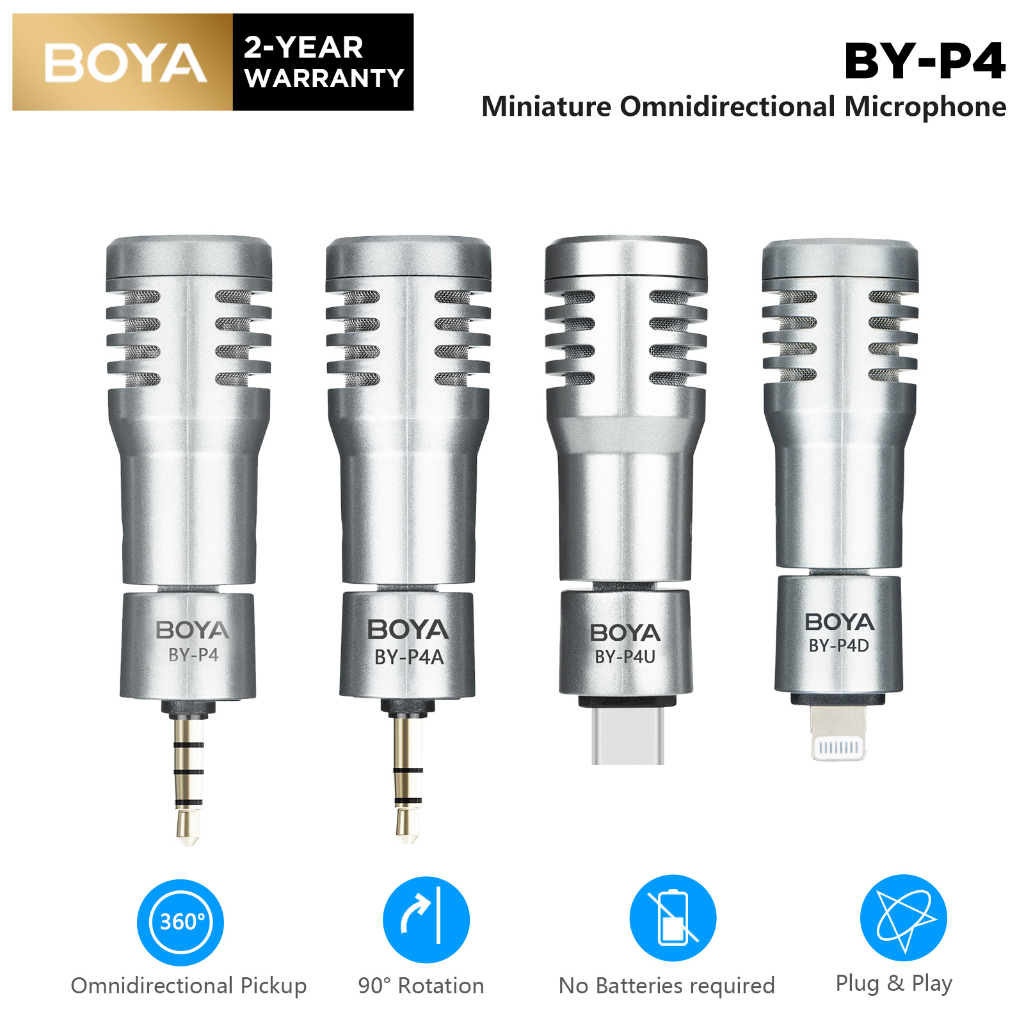 BOYA BY-P4 ไมค์ไร้สาย ไมค์จิ๋ว  ไมค์ Plug & Play ไมค์ตัดเสียงรบกวน สำหรับ Vlog iOS Android DSLR