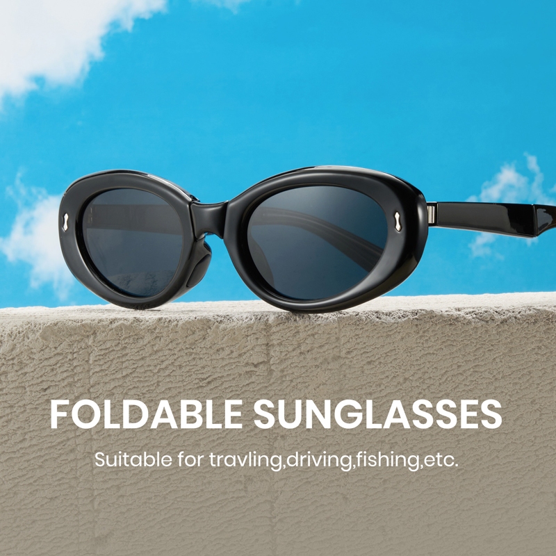 Cyxus แว่นตากันแดดแบบพับได้โพลาไรซ์รูปไข่กรอบ Unisex ฤดูใบไม้ผลิขาซิลิโคนแผ่นจมูกเดินทางกลางแจ้งสําหรับผู้ชายและผู้หญิง P1182 - รูปที่ 3