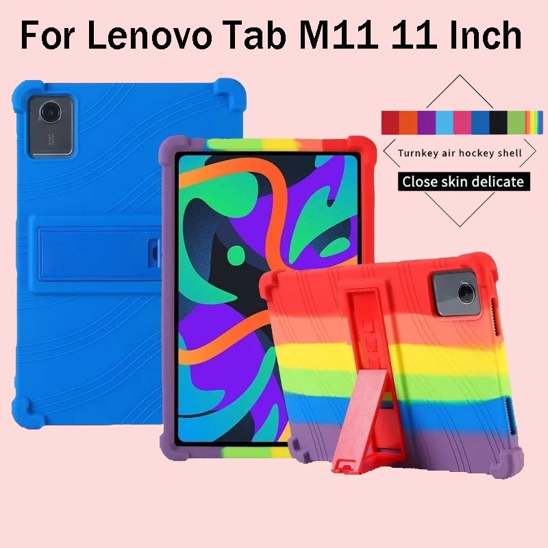 เด็กซิลิคอนอ่อนสําหรับ Lenovo Tab M11 11 นิ้ว 2024 เคสซิลิโคนพร้อมขาตั้งปรับได้ Funda สําหรับ Lenovo