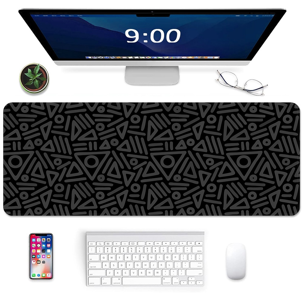 แผ่นรองเมาส์สําหรับเล่นเกมขนาดใหญ่พร้อมฐานยางกันลื่นแผ่นรองโต๊ะขอบเย็บ ,แผ่นรองเมาส์เส้นสามเหลี่ยมสําหรับคอมพิวเตอร์ - รูปที่ 2