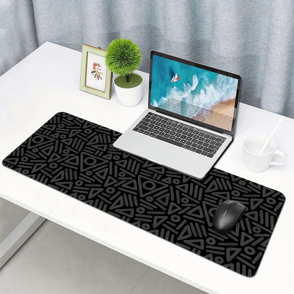 แผ่นรองเมาส์สําหรับเล่นเกมขนาดใหญ่พร้อมฐานยางกันลื่นแผ่นรองโต๊ะขอบเย็บ ,แผ่นรองเมาส์เส้นสามเหลี่ยมสําหรับคอมพิวเตอร์ - รูปที่ 3