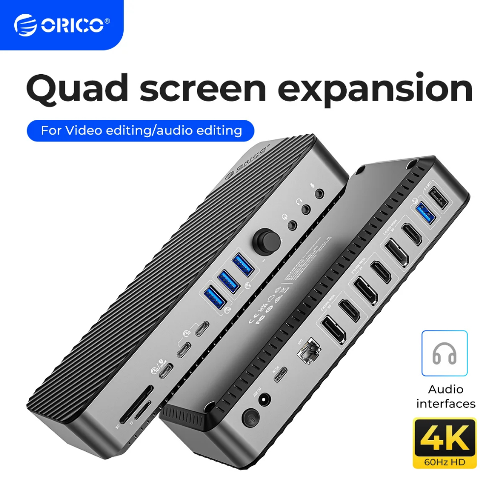 Orico สถานีเชื่อมต่อเดสก์ท็อป Displaylink สําหรับ MacBook M1/M2/M3 ประเภท C ถึง 8K30Hz HDMI 10Gbps (DKA22)