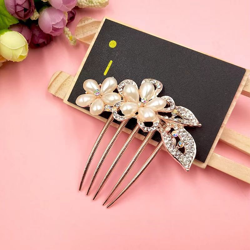 เกาหลีหรูหราโบราณมุก พลอยเทียม หวีโลหะฉลองงานแต่งงานเครื่องประดับผมผู้หญิง - รูปที่ 4