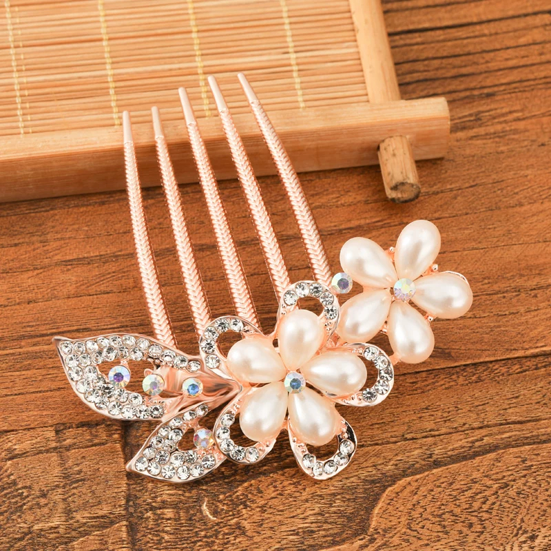 เกาหลีหรูหราโบราณมุก พลอยเทียม หวีโลหะฉลองงานแต่งงานเครื่องประดับผมผู้หญิง - รูปที่ 6