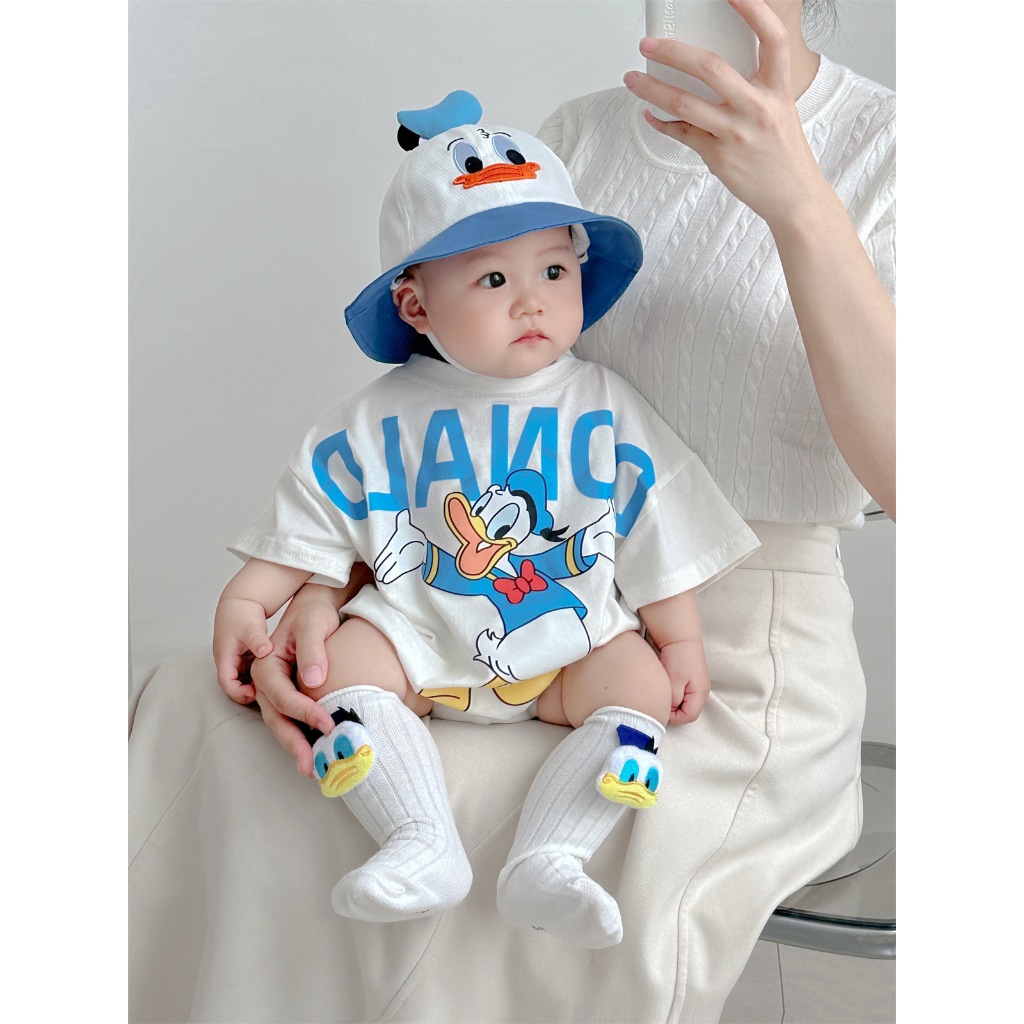 เด็กฤดูร้อนใหม่เสื้อผ้าเด็กชายและหญิงแขนกุด ชุดรอมเปอร์ 0-24 เดือนทารกแรกเกิดสุดน่ารักการ์ตูนบอดี้สูท