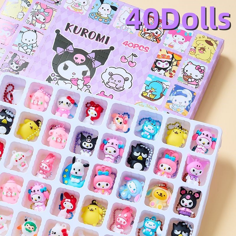 ตุ๊กตาซานริโอเซอร์ไพรส์ 40 ตัว Kuromi Melody Cinnamonroll Surprise Poke Fun ของขวัญสำหรับเด็ก