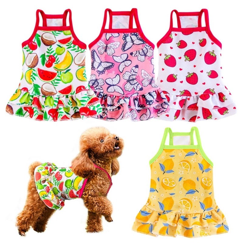 ชุดเดรส พิมพ์ลายผลไม้ สําหรับสัตว์เลี้ยง สุนัข แมว