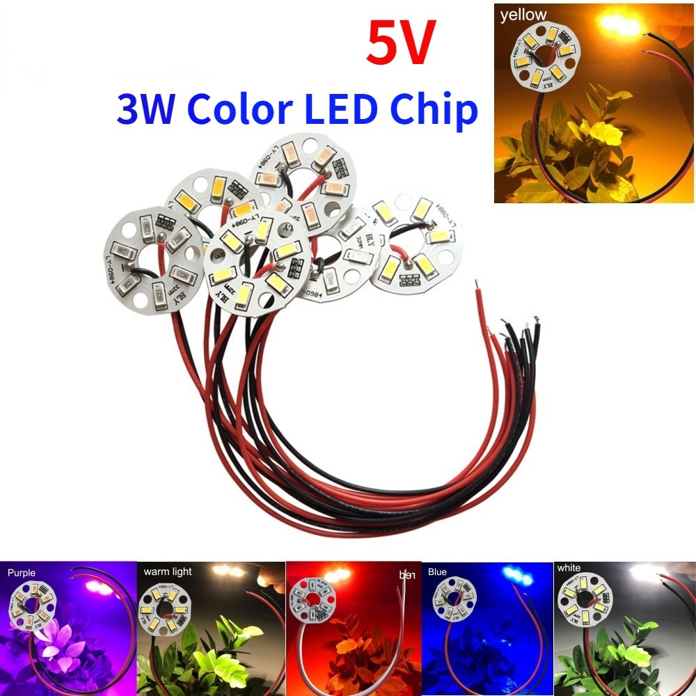 LED ชิปลูกปัดไฟบอร์ด 3w 5V Dia 32 มม. โคมไฟหลากสี