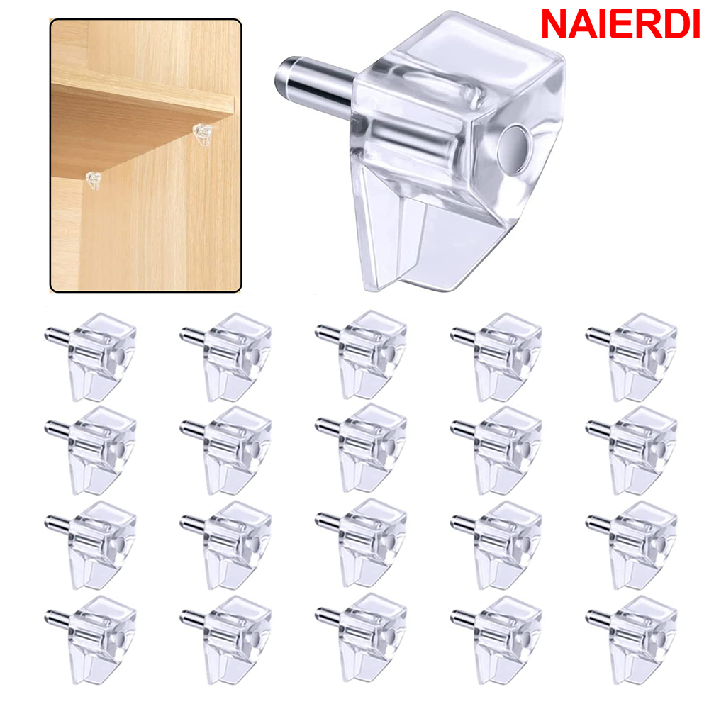 Naierdi 20PCS 5 มม.ชั้นวางหมุดชั้นวางสนับสนุน Pins ตู้ชั้นวางสนับสนุนวงเล็บชั้นวางล็อค Pins ฮาร์ดแวร์เฟอร์นิเจอร์