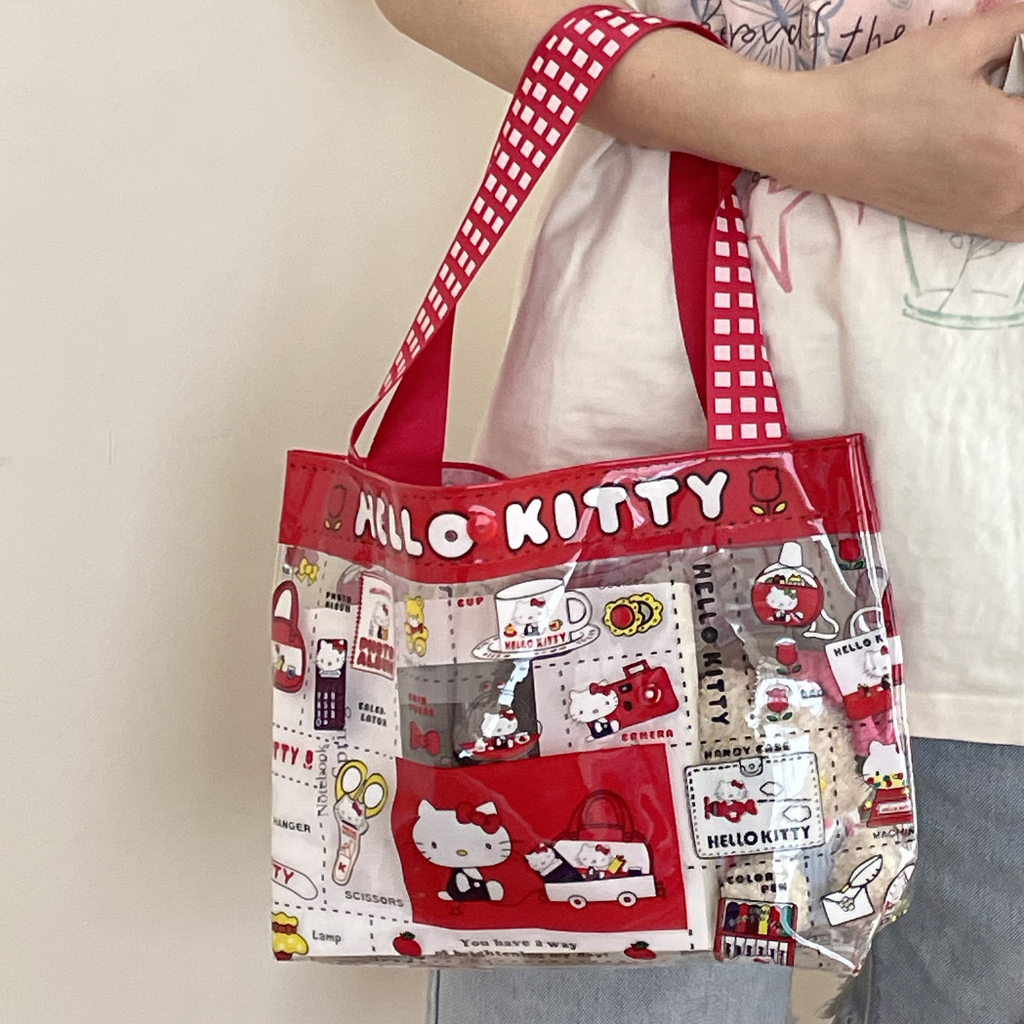 Bentoy Milkjoy Kitty temperant กระเป๋าชายหาดแฟชั่นเกาหลี corduroy กระเป๋าถือความจุขนาดใหญ่สําหรับเดินทาง