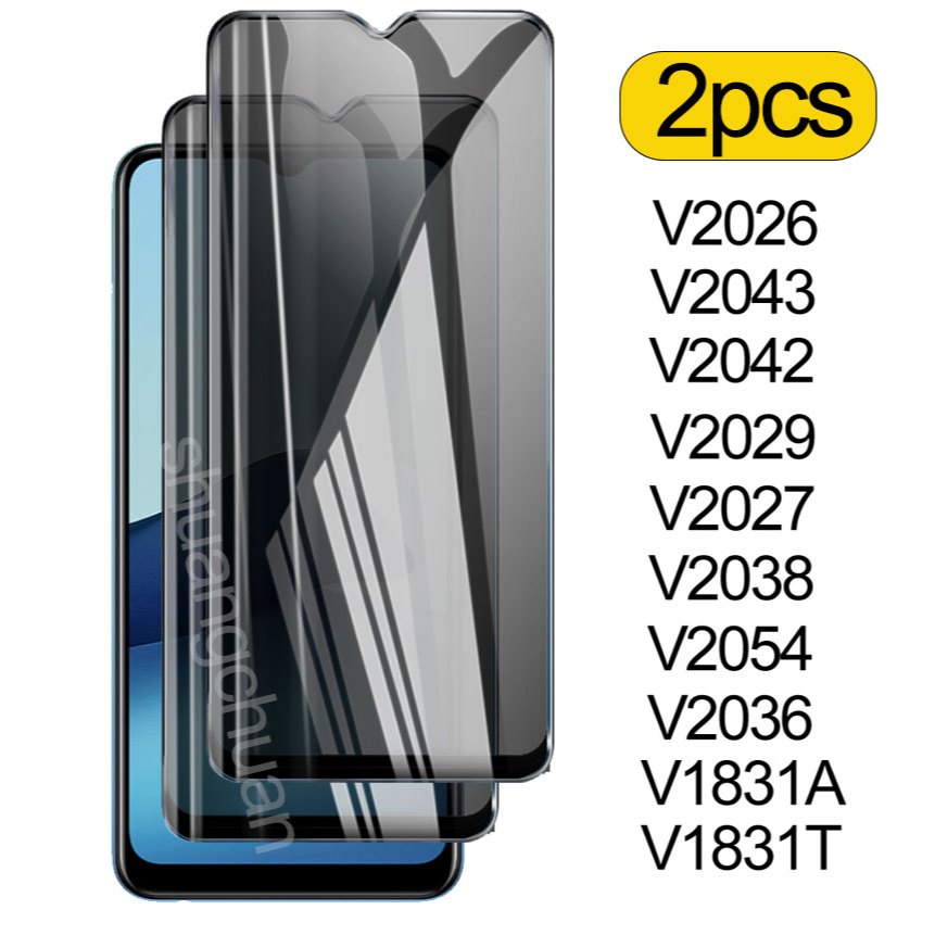 2pcs สําหรับ VIVO V2042 V2043 V2026 ฟิล์มกระจกนิรภัยความเป็นส่วนตัวหน้าจอ Protecto V2027 V2029 V2036