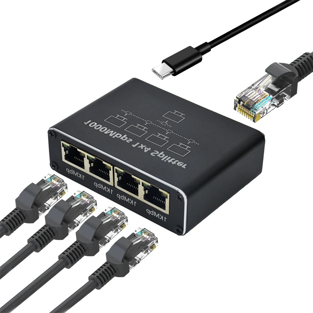 Gigabit Ethernet Splitter 1 ถึง 2/3/4, 1000Mbps RJ45 LAN Internet Splitter สําหรับคอมพิวเตอร์/ฮับ/สว