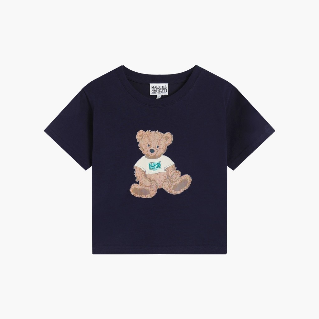 สต็อกพร้อม แบรนด์เกาหลีอเนกประสงค์แฟชั่นคลาสสิกพิมพ์หมีเสื้อแขนสั้นผู้หญิง