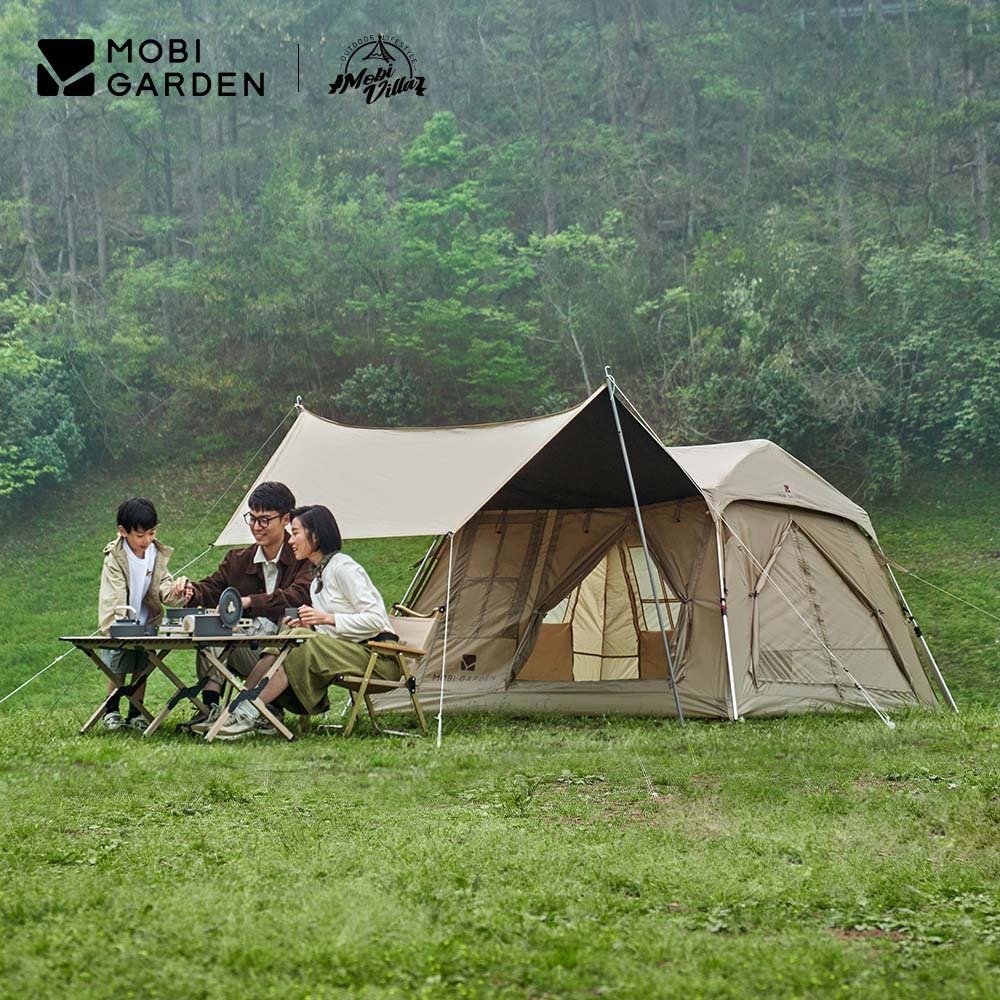 MOBI GARDEN เต็นท์อุปกรณ์ตั้งแคมป์กลางแจ้งค้างคืนพับแบบพกพาหลังคาอัตโนมัติสันเขาวันหยุดภูเขา ล้อม 5.0