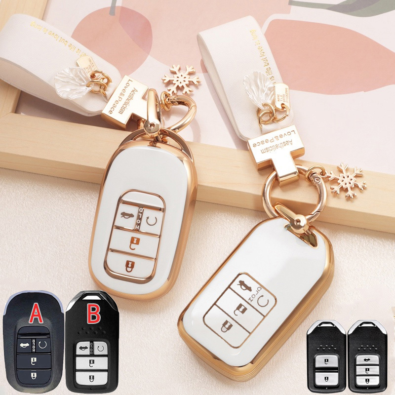 (โปรดดูให้ชัดเจนว่า A หรือ B) *หลายรุ่น* 2 3 4 ปุ่ม TPU เคสกุญแจรถ สําหรับ Honda City Jazz XRV HRV CRV Accord Civic FE HR-V CR-V 2014-2024